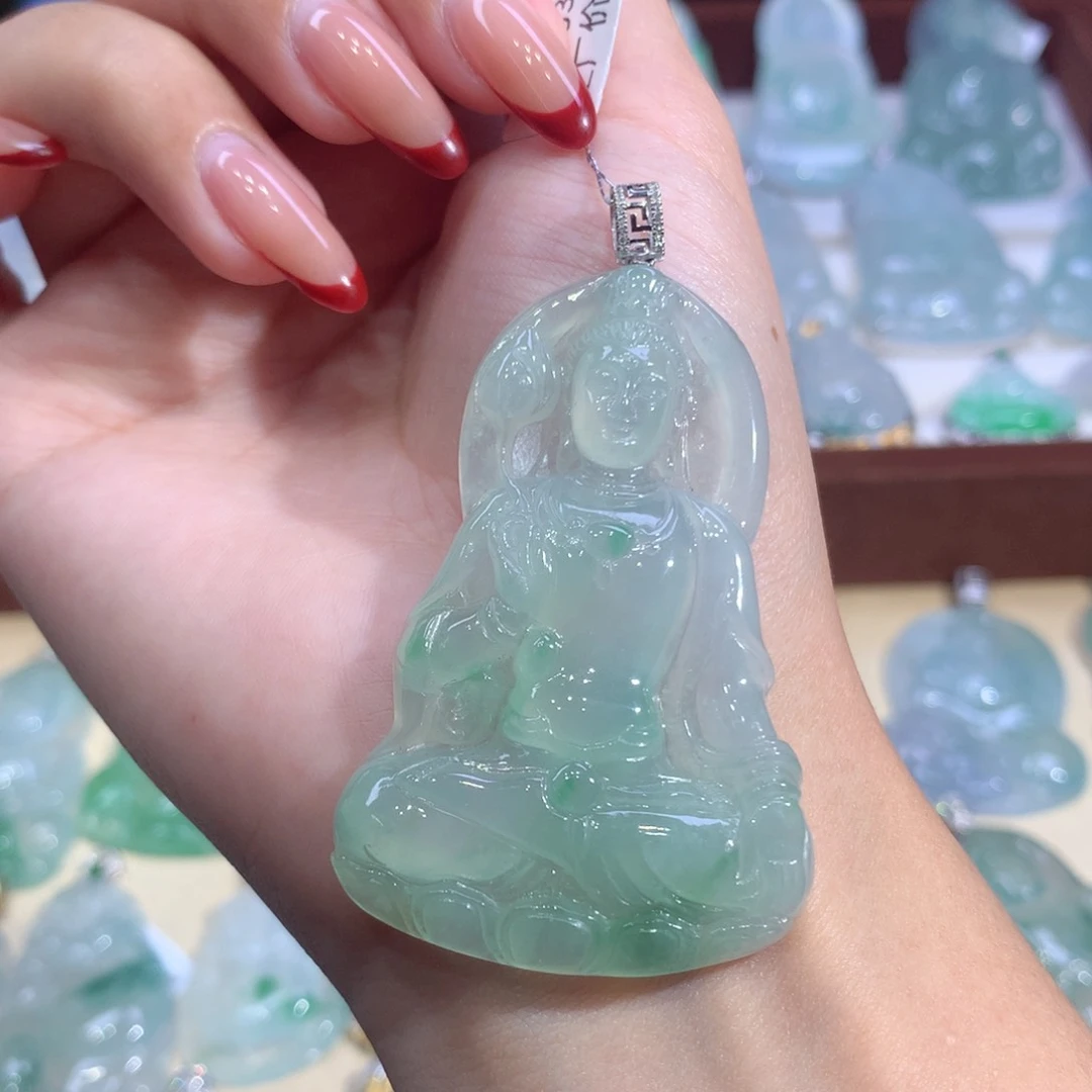 吊坠(不含链)18K金镶嵌翡翠