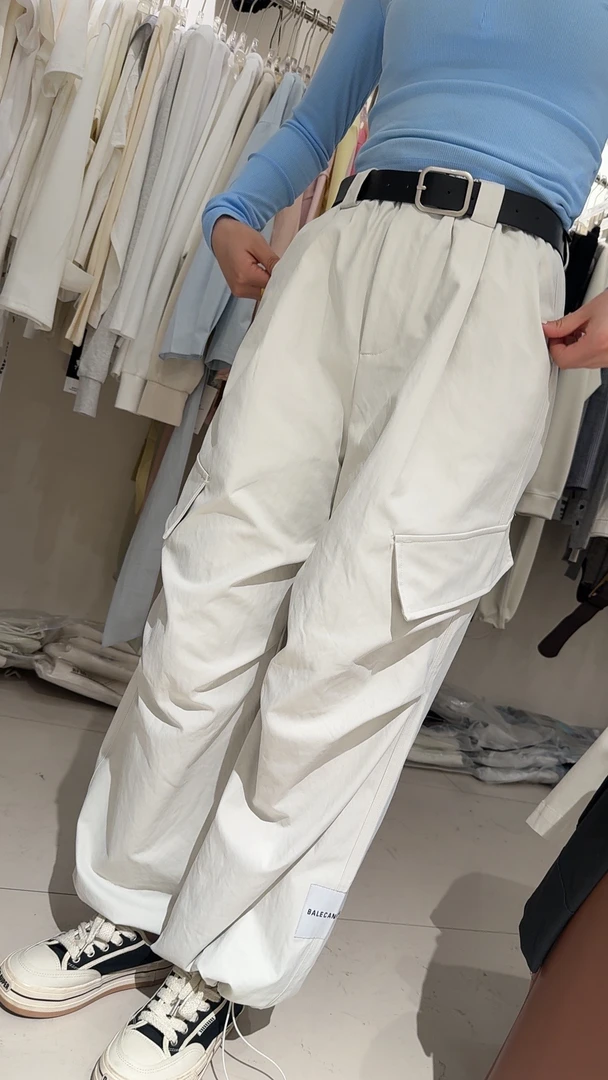 新款工装裤白色有大号