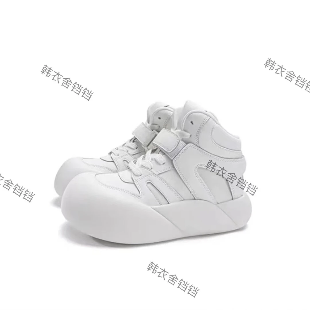 铛铛专属时尚休闲圆头厚底百搭高帮不加绒小白鞋C62  {不加绒}