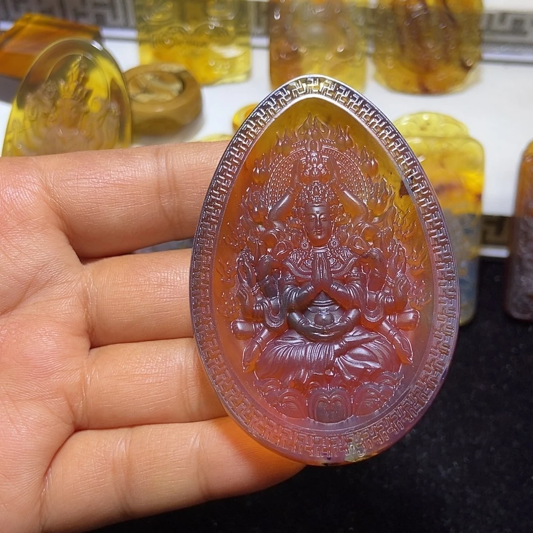琥珀颈饰未镶嵌缅甸天然琥珀吊坠