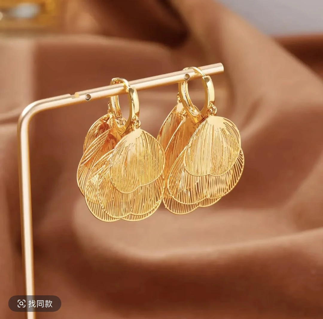 铜合金耳饰  Pradise珠宝 真金电镀 S925纯银针 新款耳饰（树叶）