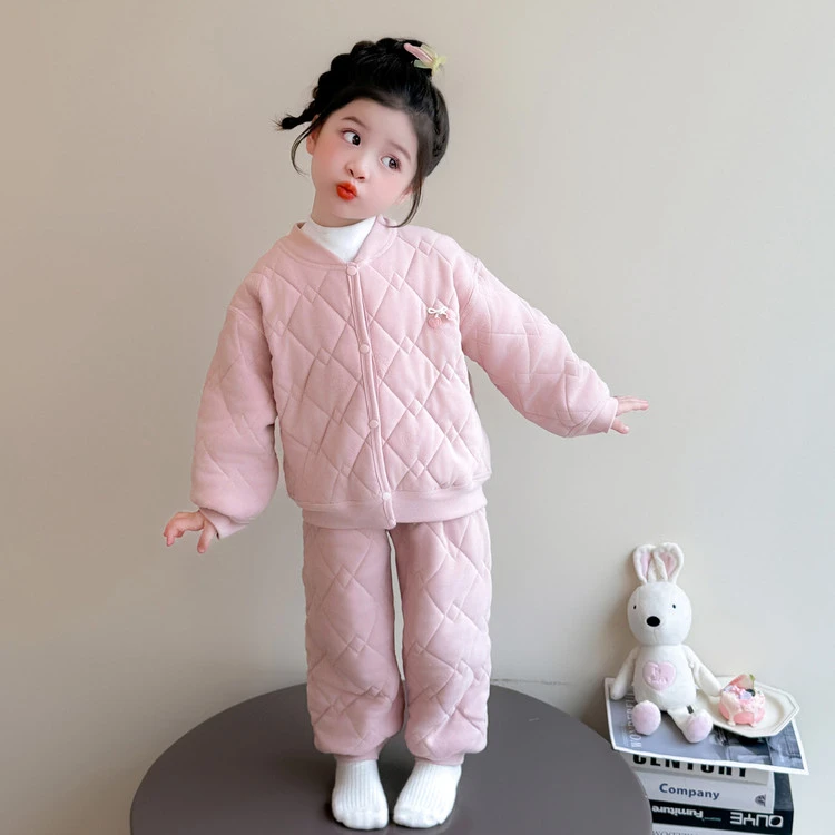 儿童睡衣套装秋冬季加绒加厚一岁婴儿宝宝家居服女童防着凉可外穿