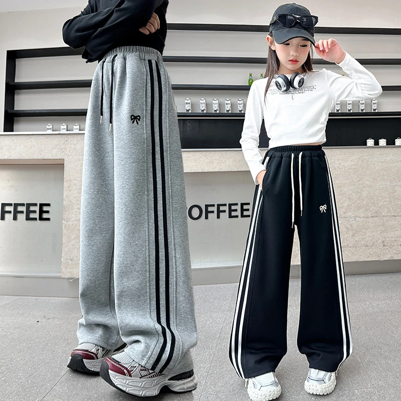 女童裤子2025新款秋冬儿童洋气中大童休闲时髦卫裤宽松百搭阔腿裤