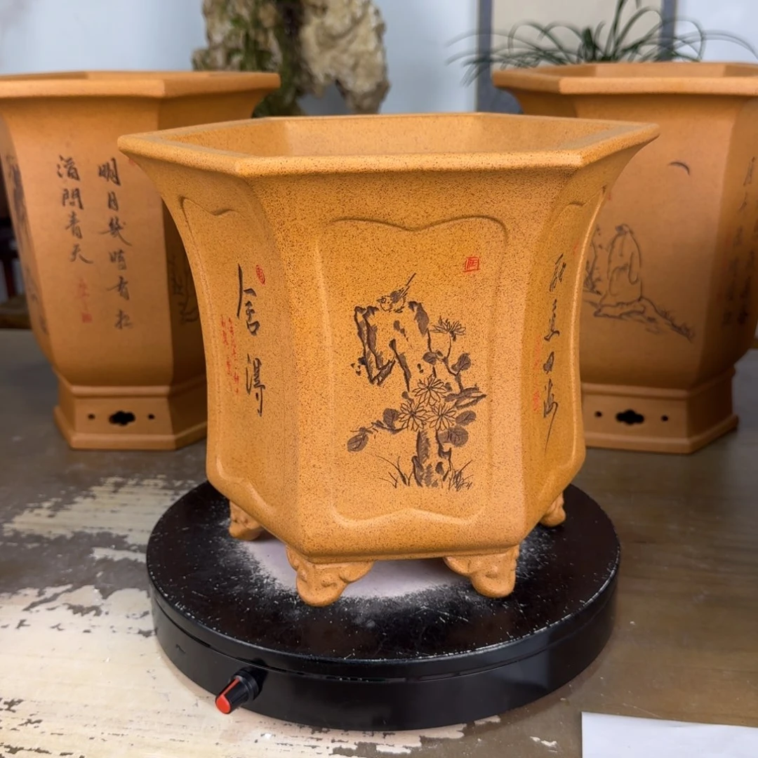 随***园花盆紫砂紫砂花盆