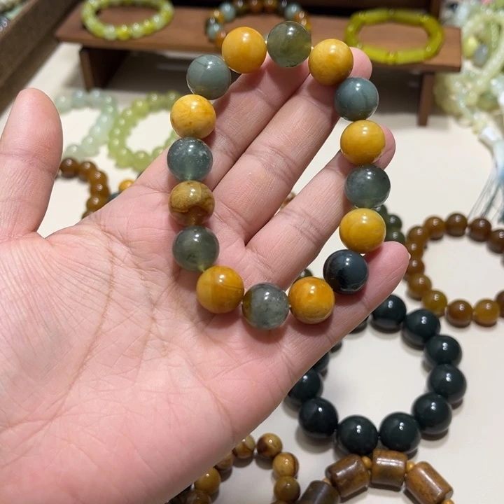 蛇纹石玉未镶嵌手链卡14微瑕