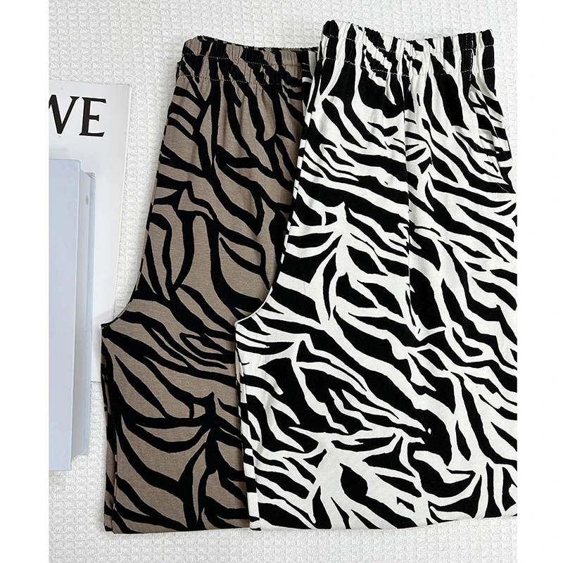 【几何纹样】弹力印花软乎乎莫代尔九分睡裤大码家居裤防蚊裤九分裤