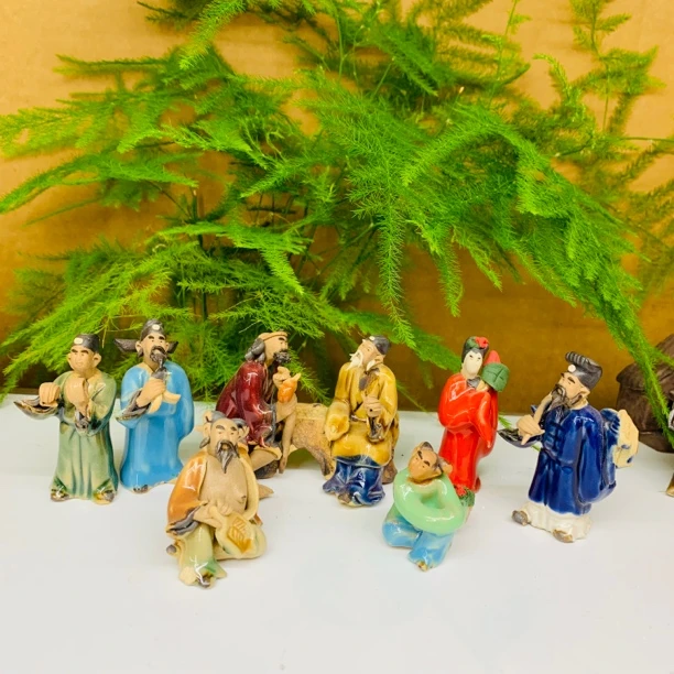 假山造景摆件人物八仙吸水石盆景装饰品花盆小摆件微景观园艺陶瓷