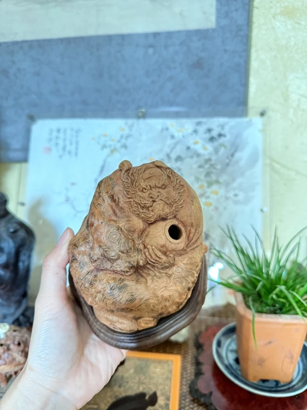 荔枝木钟馗人物香炉书房茶室盘香炉