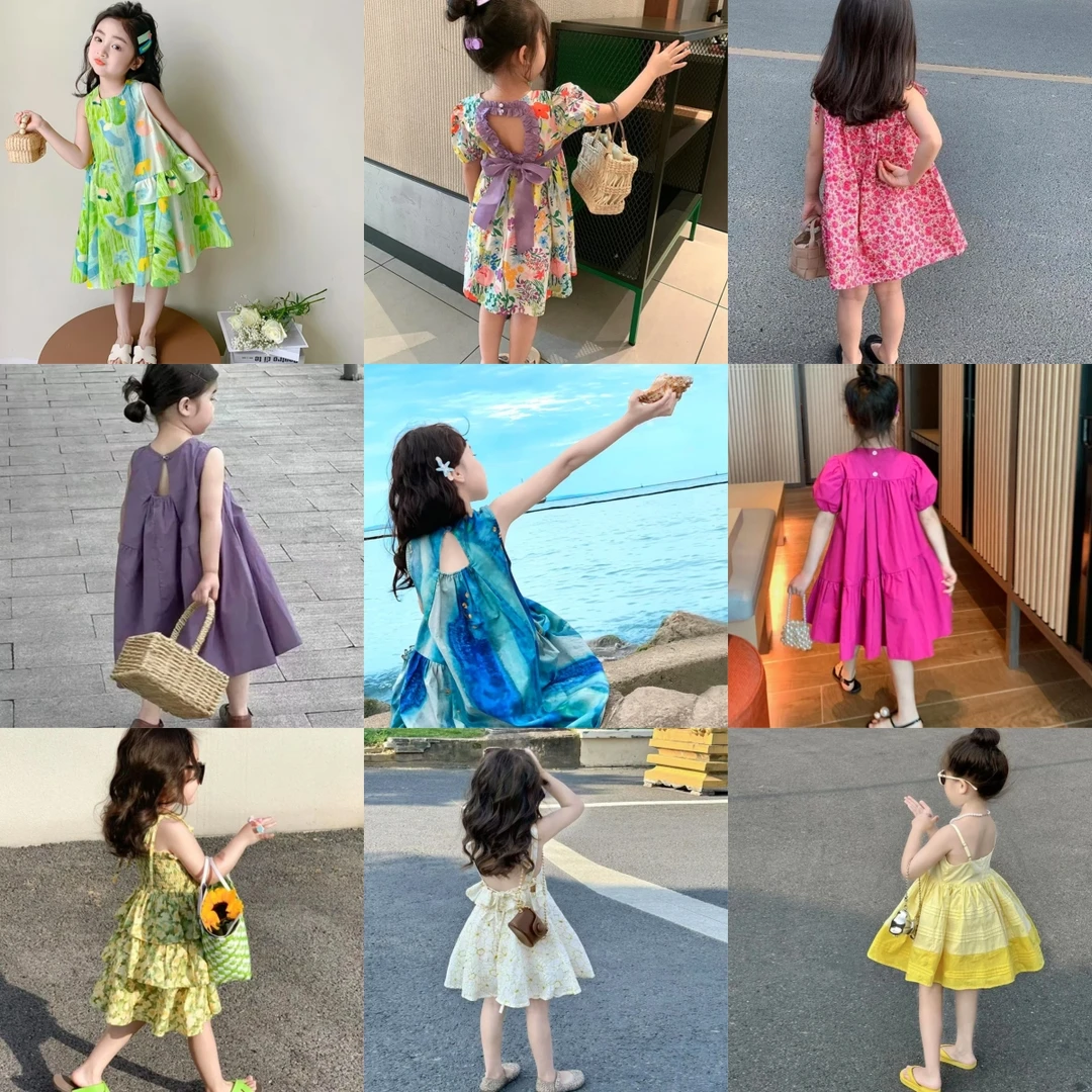 现货【连衣裙合集纯棉女童】设计师款春夏亲肤女宝亲子中大童棉布裙