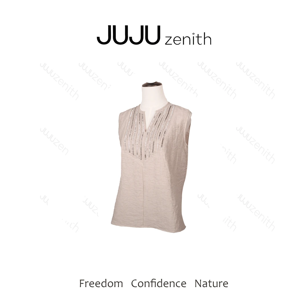 JUJU·呼吸重工夏季新款文艺复古棉麻背心百搭