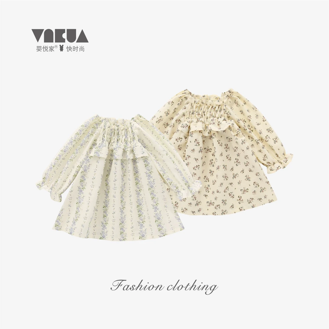 婴悦家春季女宝宝洋气时尚女童碎花泡泡袖连衣裙88264+88265