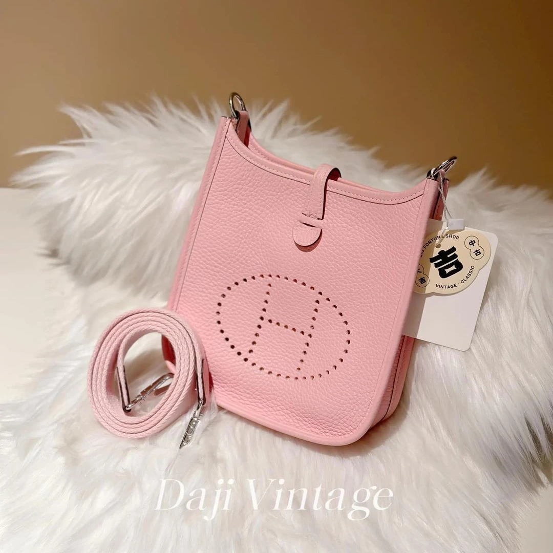99新 Hermes/爱马仕 大吉中古/爱马仕粉色伊芙琳16 mini