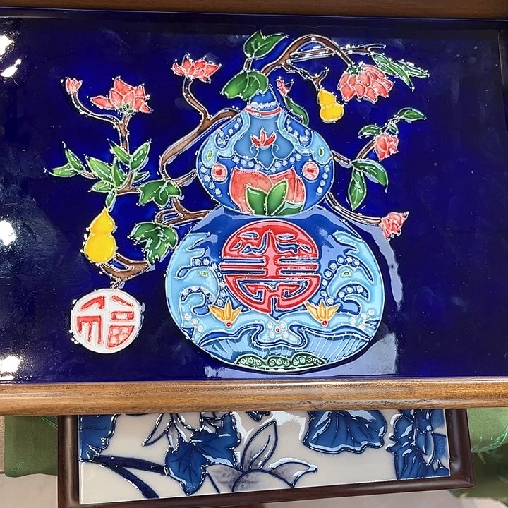 瓷板画绿****阳瓷板画艺术作品