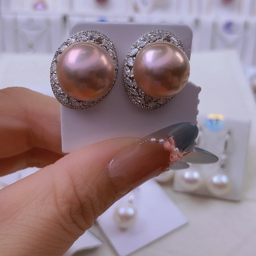 ****哒淡水珍珠银S925镶嵌耳饰