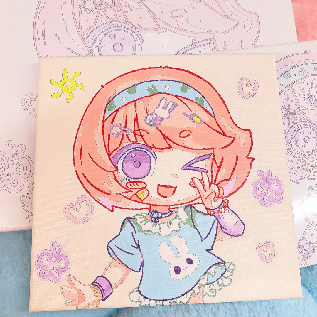 【老板手绘含签名】原创小薇设计DIY数字填色画可爱治愈装饰画挂画