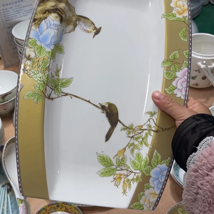 瓷片琴瑟和鸣鱼盘一个微瑕