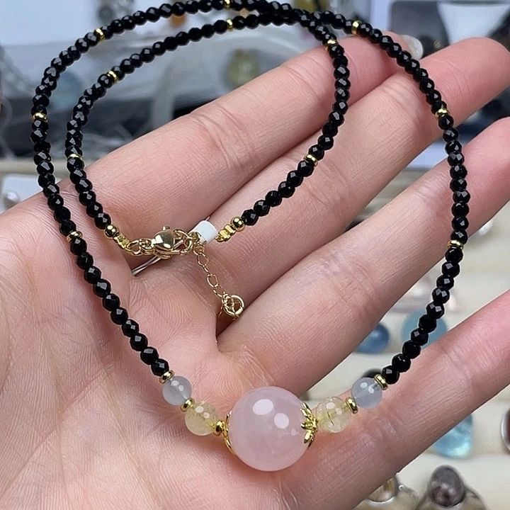 未镶嵌手链水晶粉水晶锁骨链