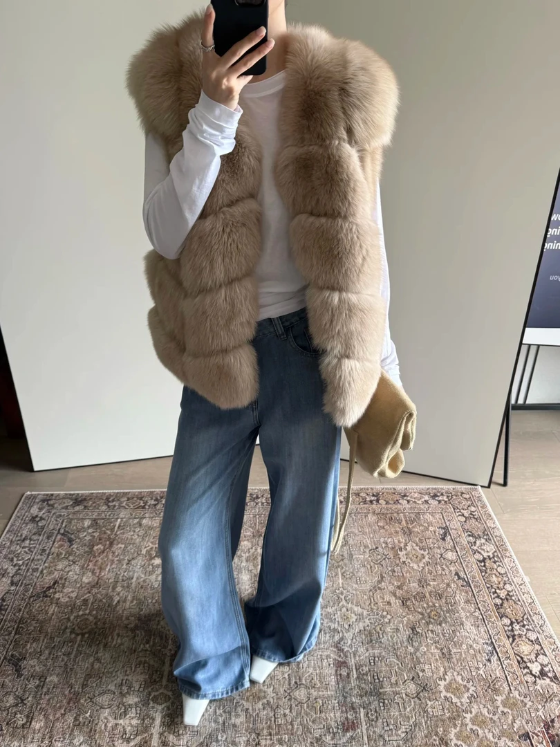 诚诺【柏林热吻】进口狐狸毛2025新款马甲外套女