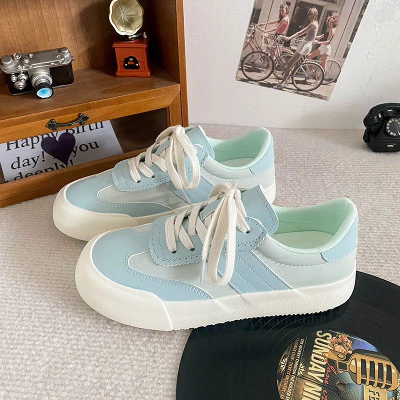 雾霾蓝低帮时尚青春复古6535百搭学院系带潮流港风款小众休闲板鞋