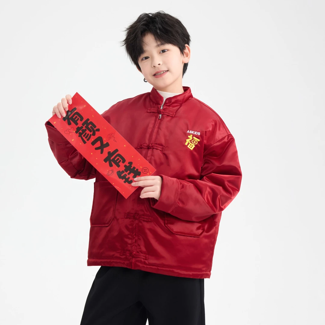 潮童冬季马年中国风夹棉唐装2025新款儿童新年拜年服防水棉服6488