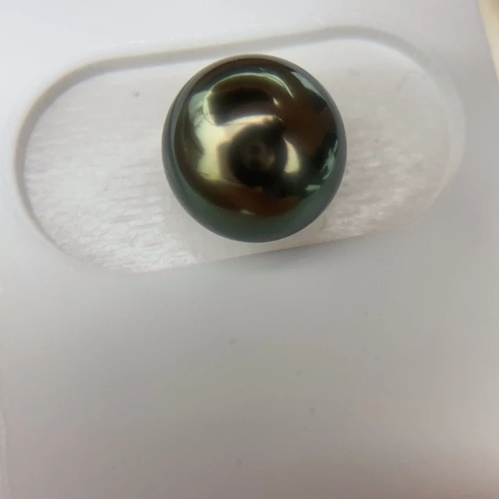 海水珍珠未镶嵌裸珠11.2mm大溪地极光孔雀绿