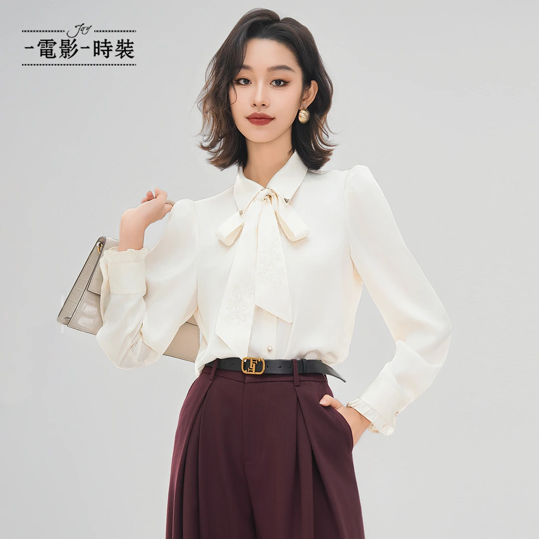 一电影一时装新款复古通勤长袖飘带衬衫女士百搭设计感FGBS811132