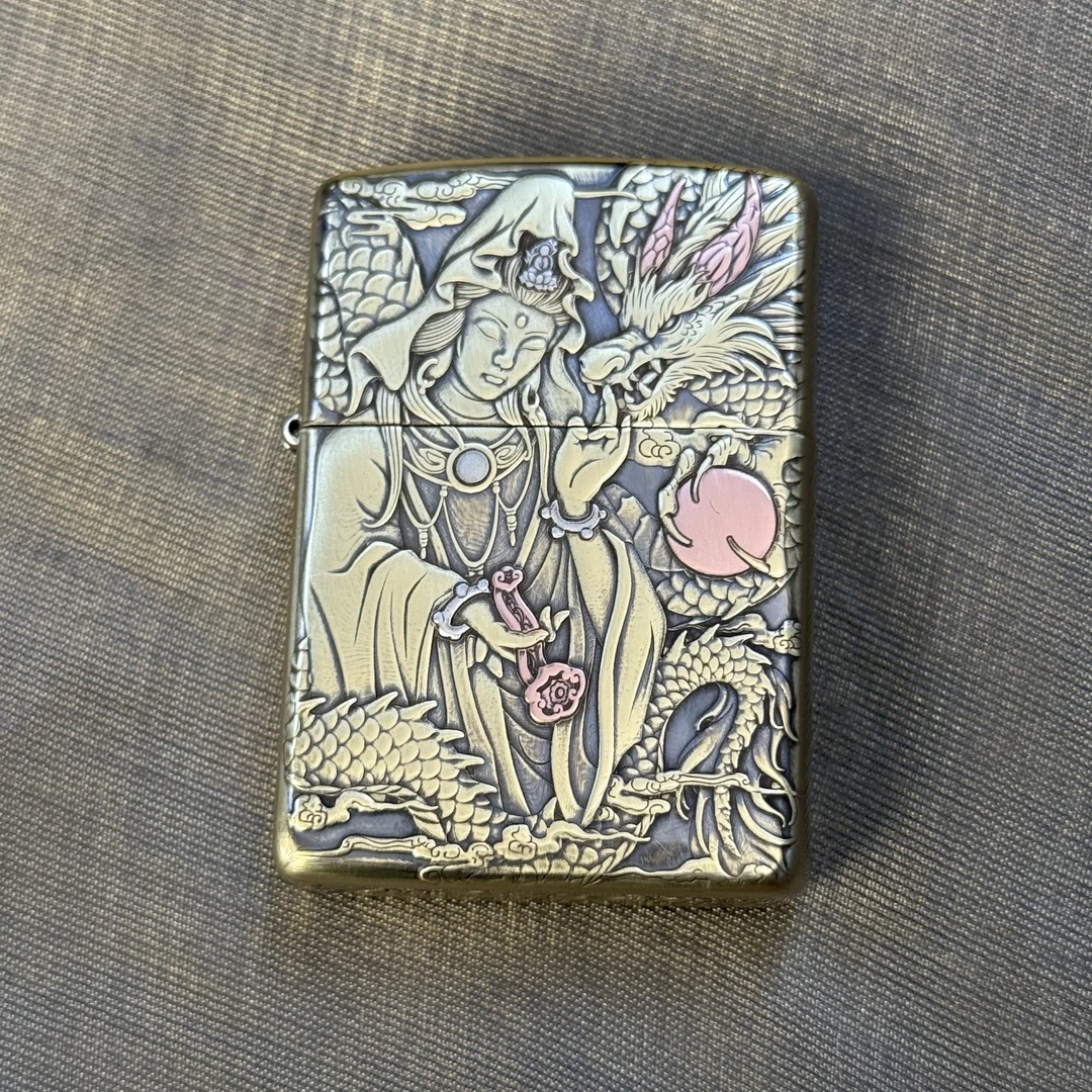 ZIPPO 打火机正品 168镶嵌玉龙观音DY9920TZ 1460