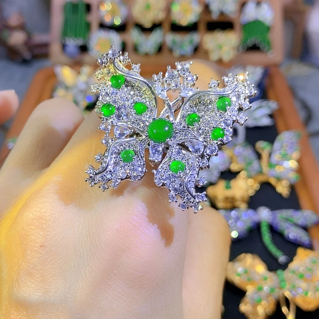 银S925镶嵌挂件翡翠