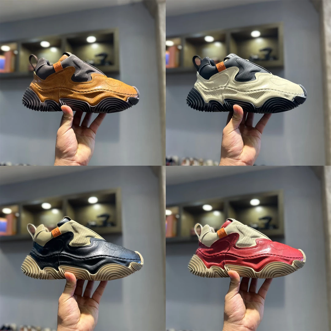 欧洲站男鞋增高厚底真皮老爹鞋2025冬季加绒保暖时尚百搭休闲鞋