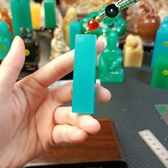 印石寿山石天空蓝素章