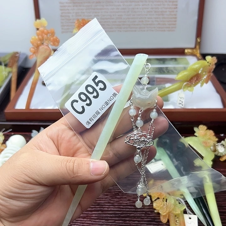 蛇纹石玉发饰合金冷***夜