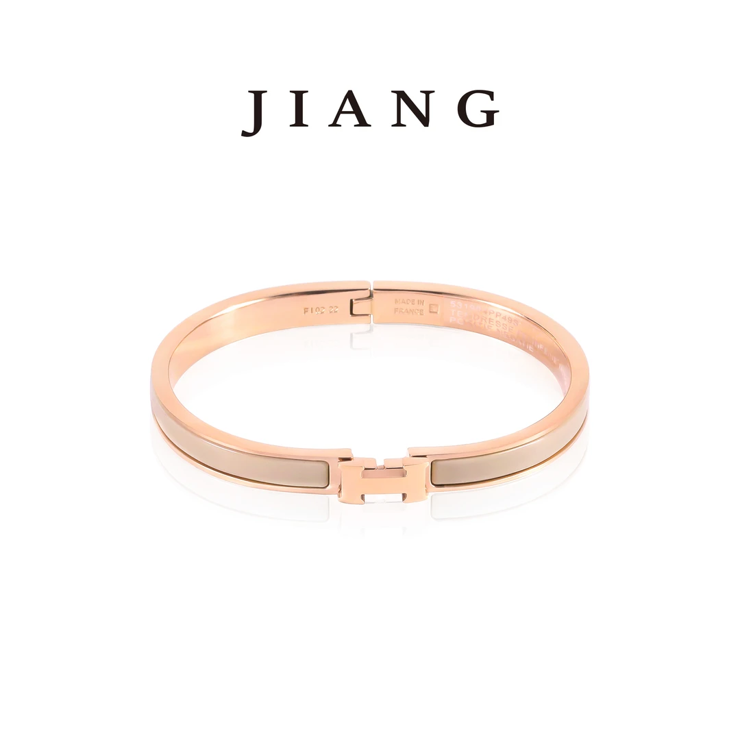 铜合金珐琅手镯 CNC精工 奶茶色设计师H手镯 gs06