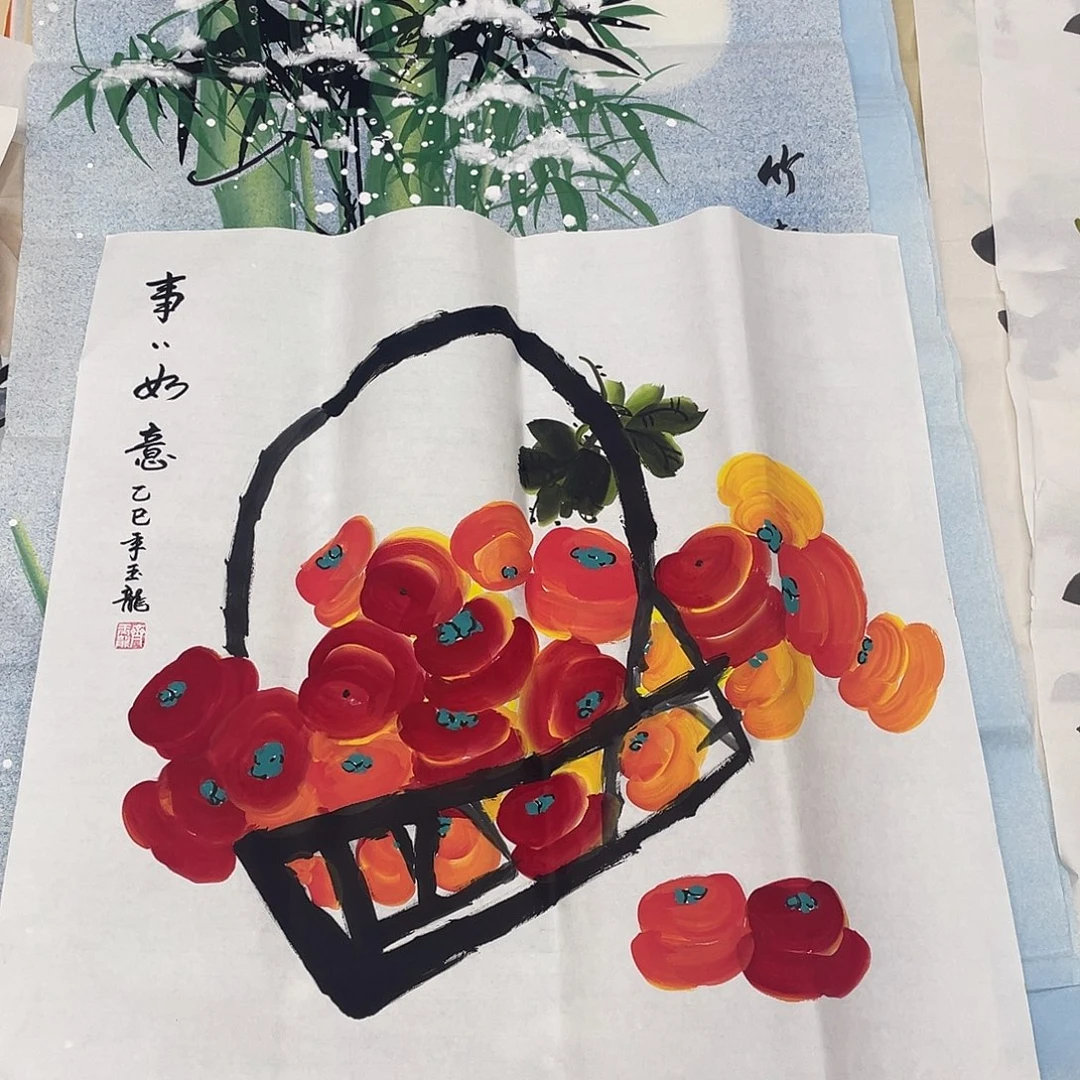 国画国画作品原稿70柿子