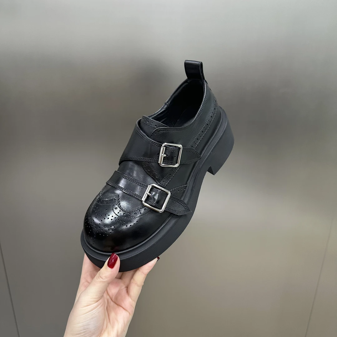 【左右华菲】5.5cm英伦风厚底小皮鞋2025春季新款学院风休闲乐福鞋