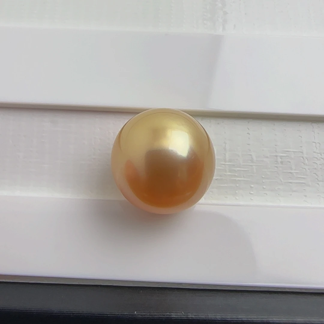 海水珍珠裸珠天然南洋金珠裸珠12.6-12.8