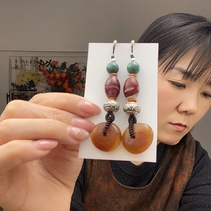 蜜蜡耳饰未镶嵌若*耳饰