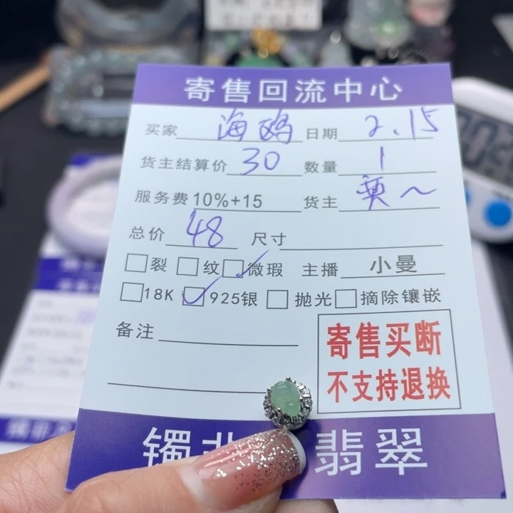 翡翠颈饰银S925镶嵌海*