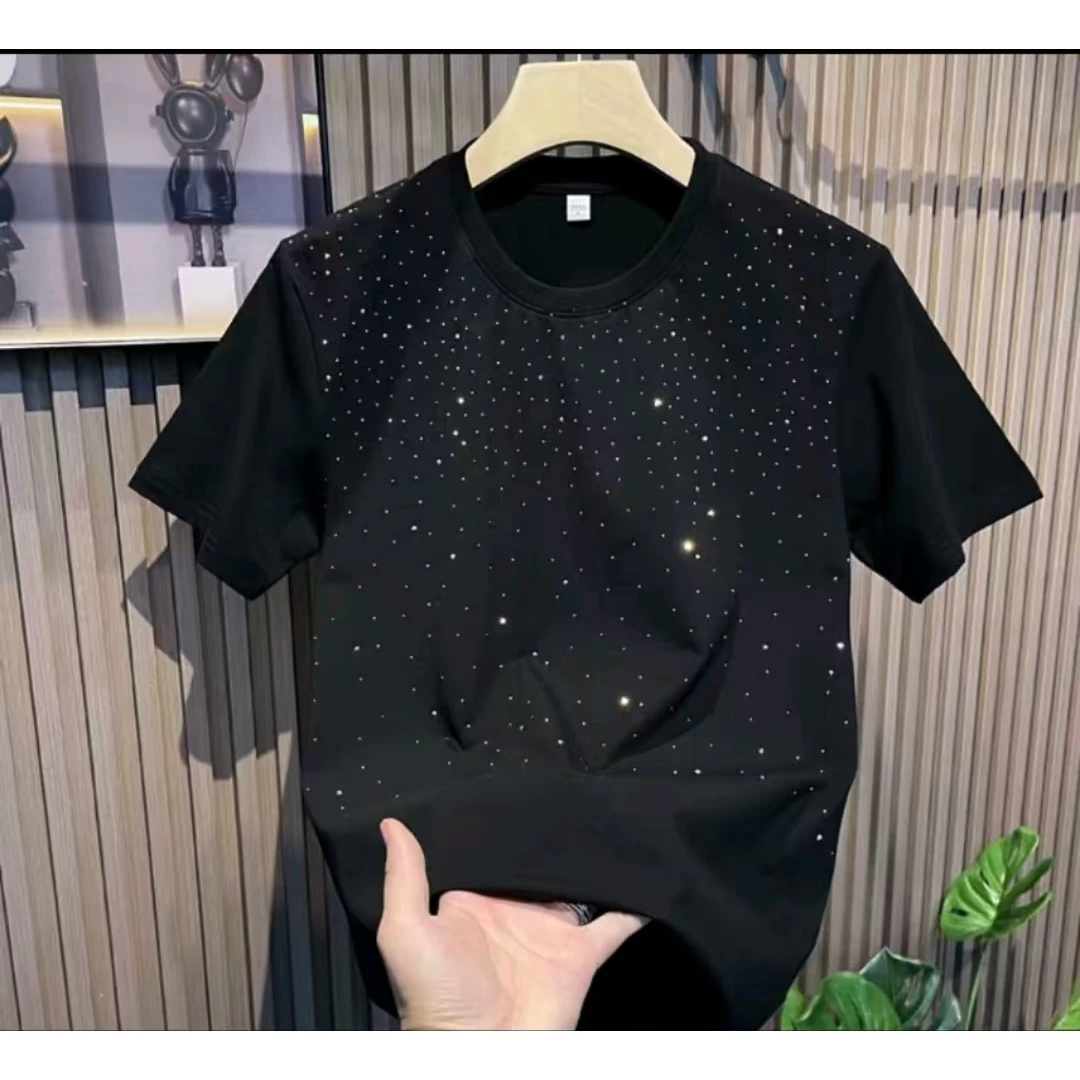 《东北徐老大推荐》大码显瘦新款百搭时尚钻半袖0376