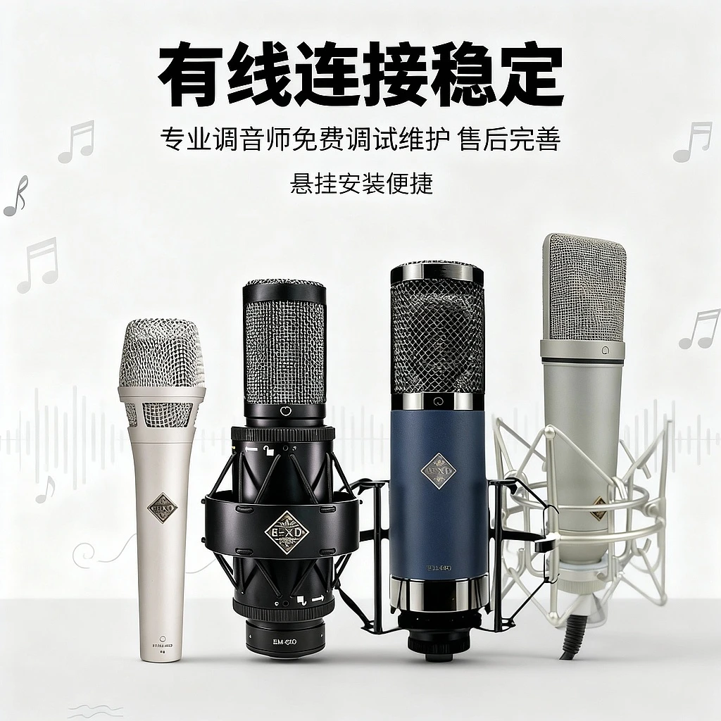 麦克风有线唱歌专业录音棚电容大振膜话筒K歌直播主播录音设备