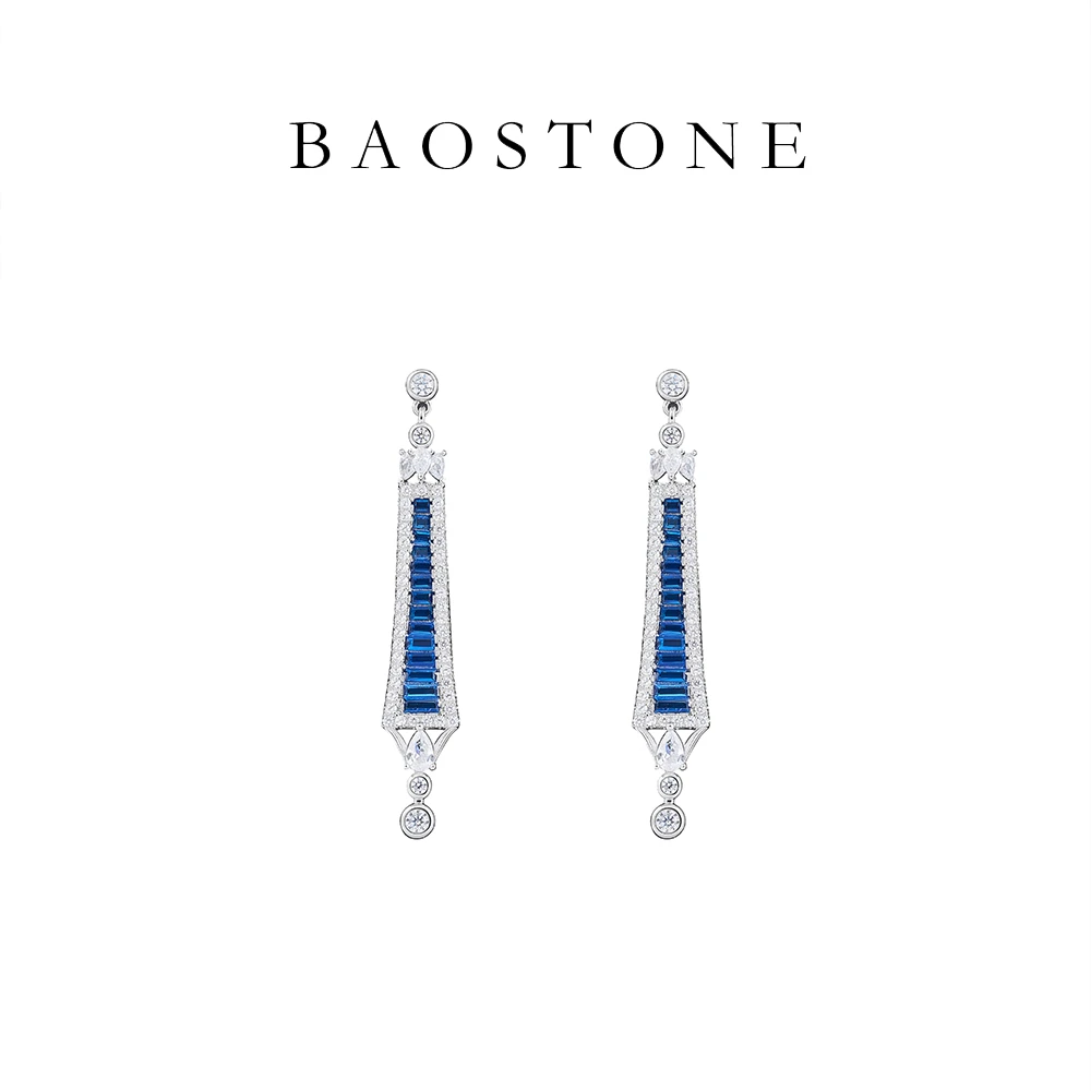 BAOSTONE 925银合成锆石耳饰 轻奢【夜幕之星耳饰】（专属）E005