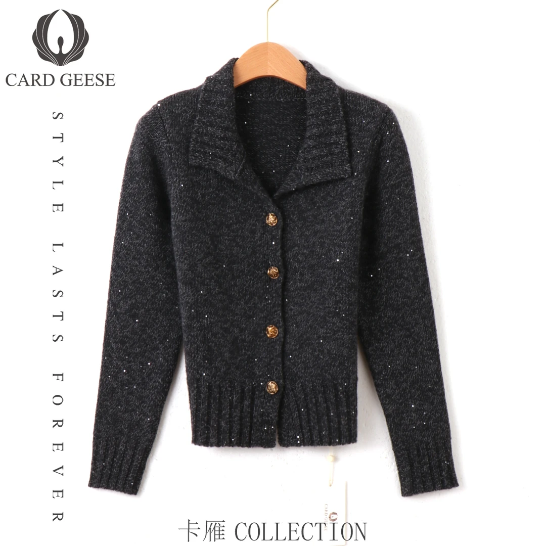 Card&Geese/卡雁【100羊毛】秋冬翻领开衫外套MYJ-24M1020-W2179A