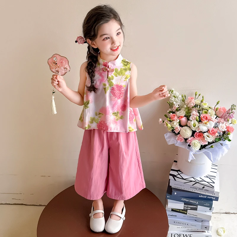 女童新中式套装2025新款儿童夏装国潮洋气哪吒女孩夏季时髦两件套