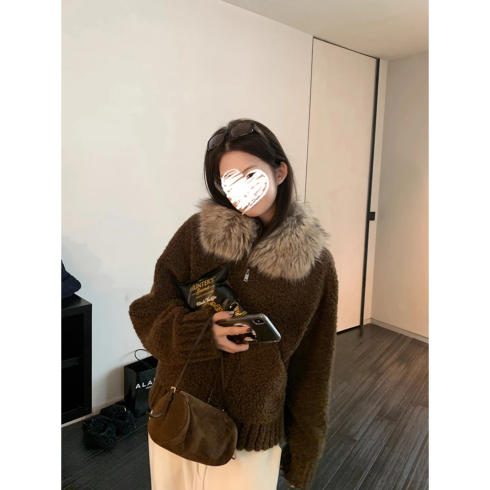 冬日暖绒 毛领保暖厚款韩系外套女时尚百搭高级感上衣 61165