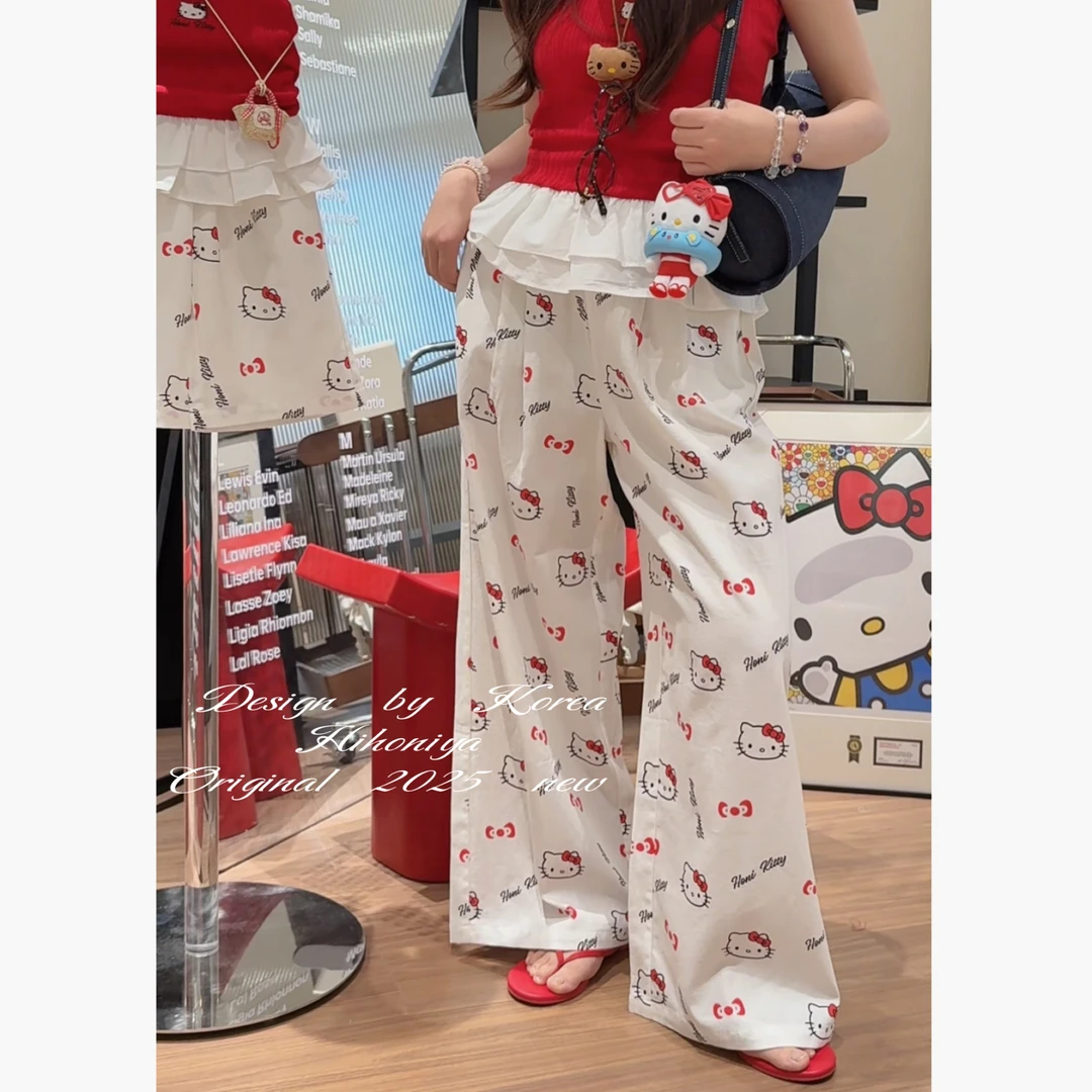 【满印凯蒂】儿童节二Hihoniya~2025夏季亲子满印Kitty透气亲肤长裤