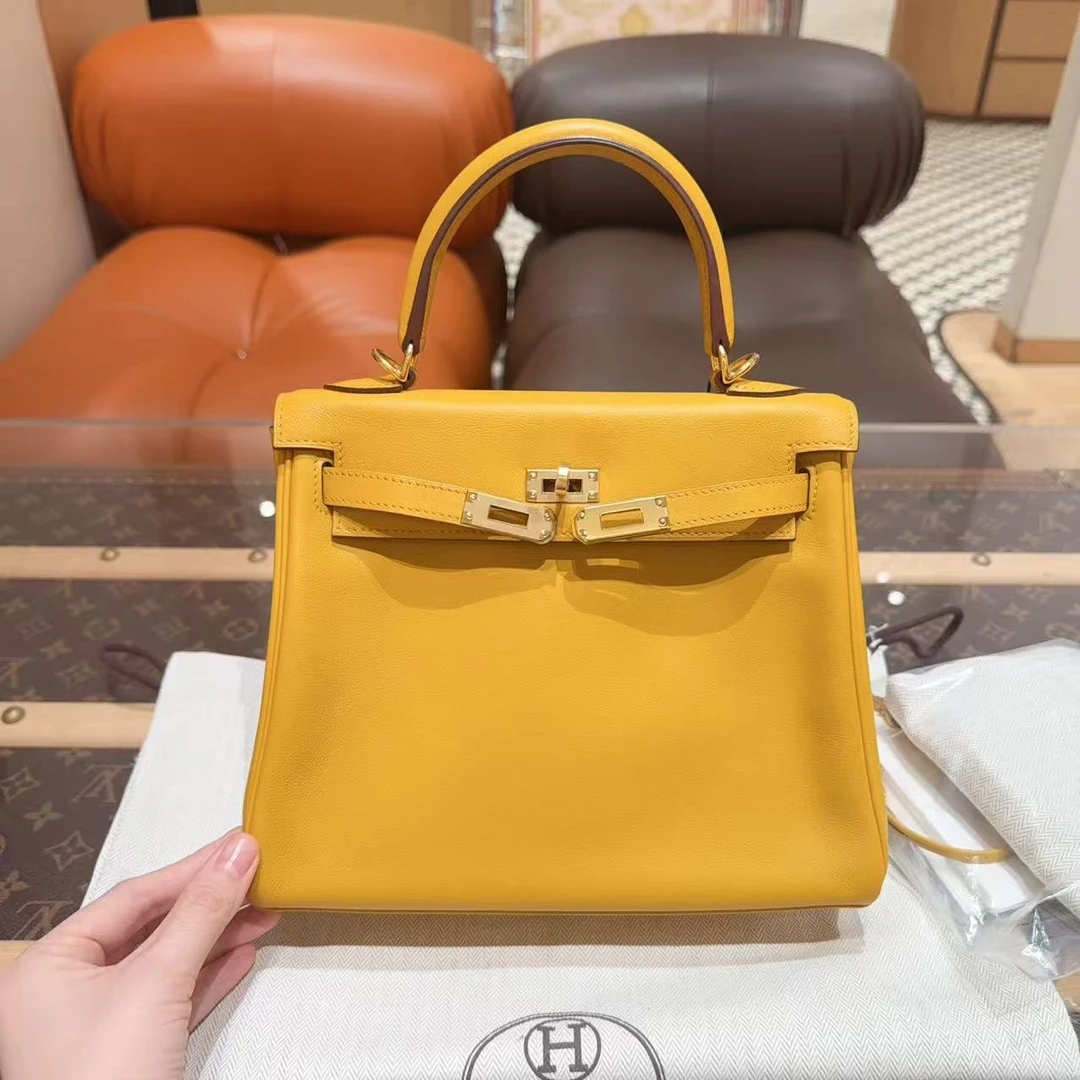 99新 Hermes/爱马仕 【定金链接】kelly25 9D琥珀黄金扣 swift皮C刻