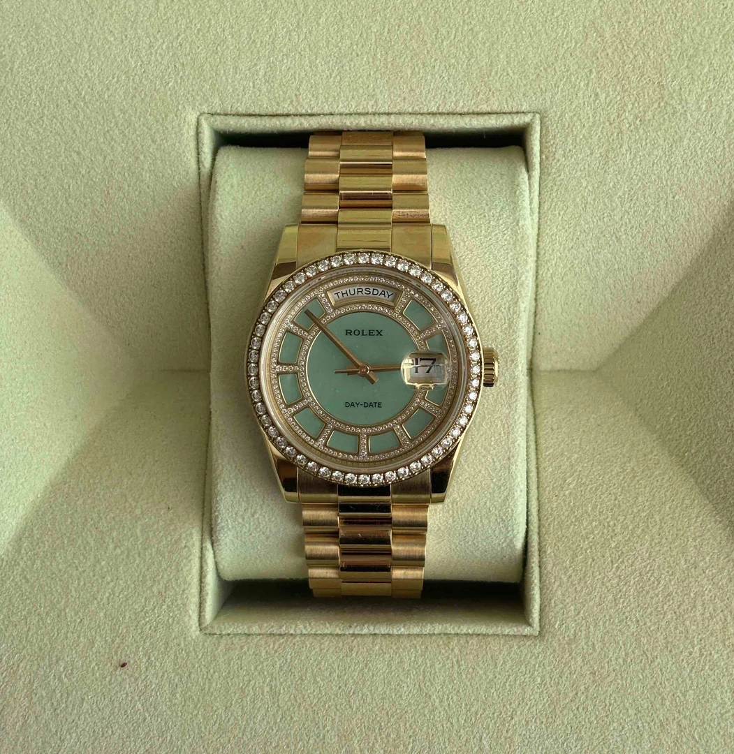 95新 Rolex/劳力士 118348 金镶玉圈钻 七夕 520 节日