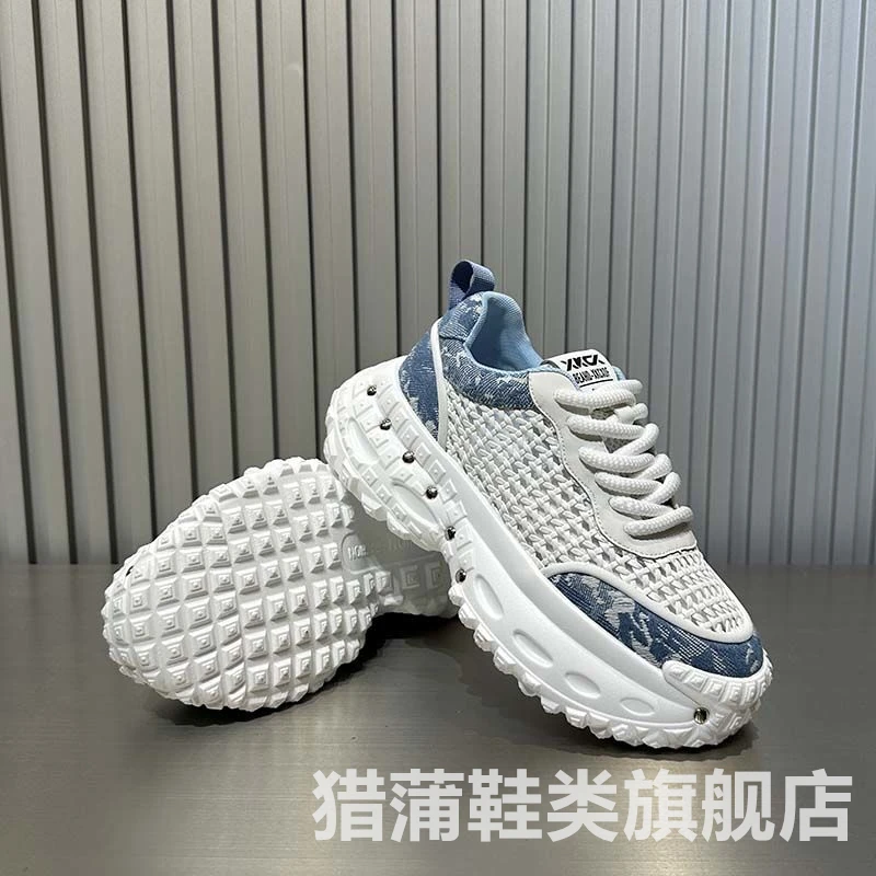 老爹鞋男夏季薄款透气百搭编织休闲鞋青少年时尚运动厚底小白鞋子