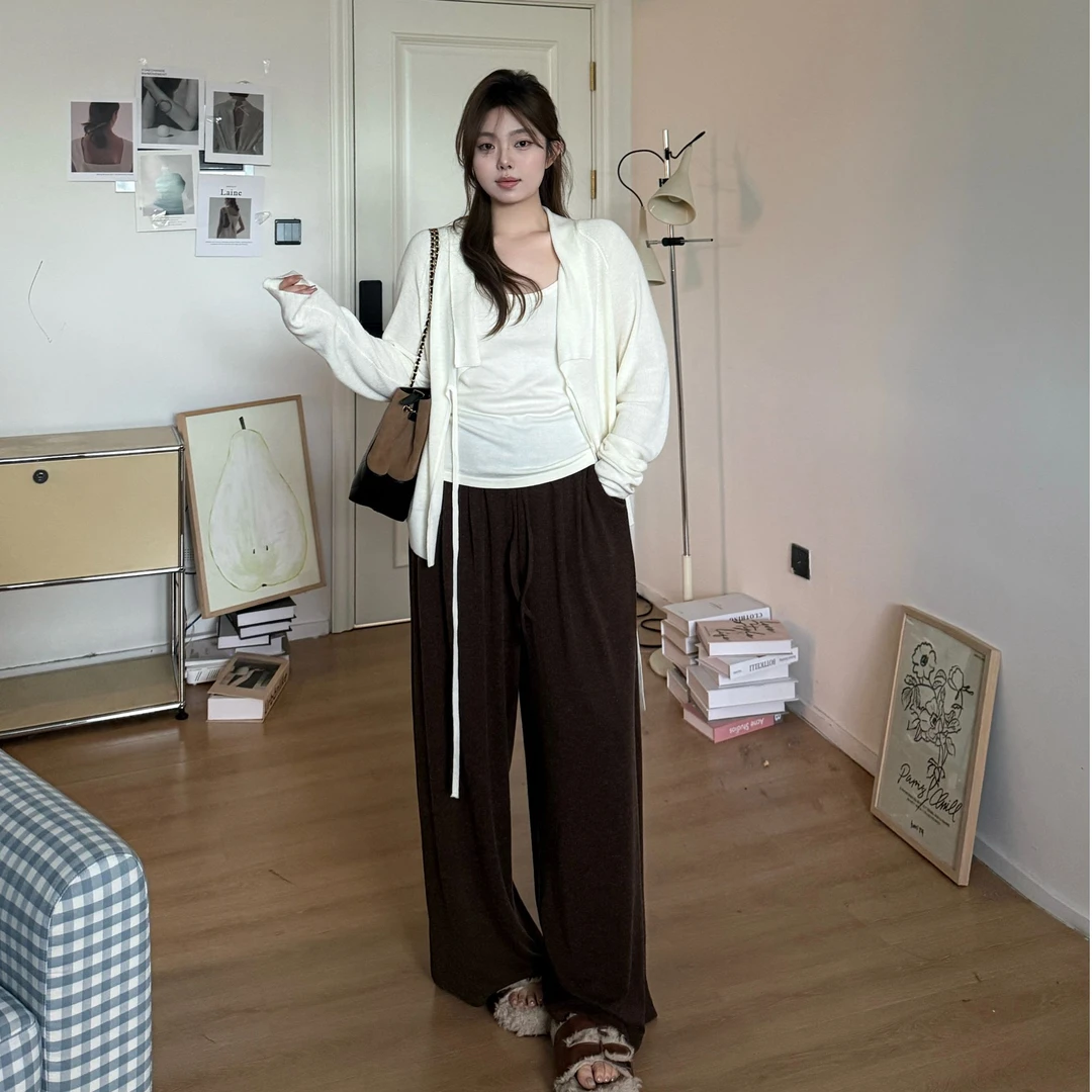 晶咕软软【温柔邂逅】法式优雅风气质系带针织薄开衫+纯色内搭吊带