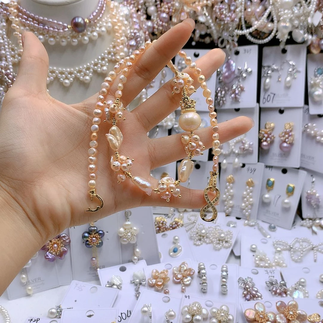 银S925镶嵌耳饰淡水珍珠大*哈