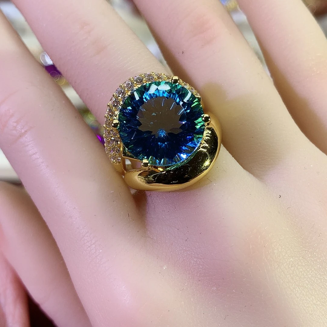 托帕石戒指银S925镶嵌